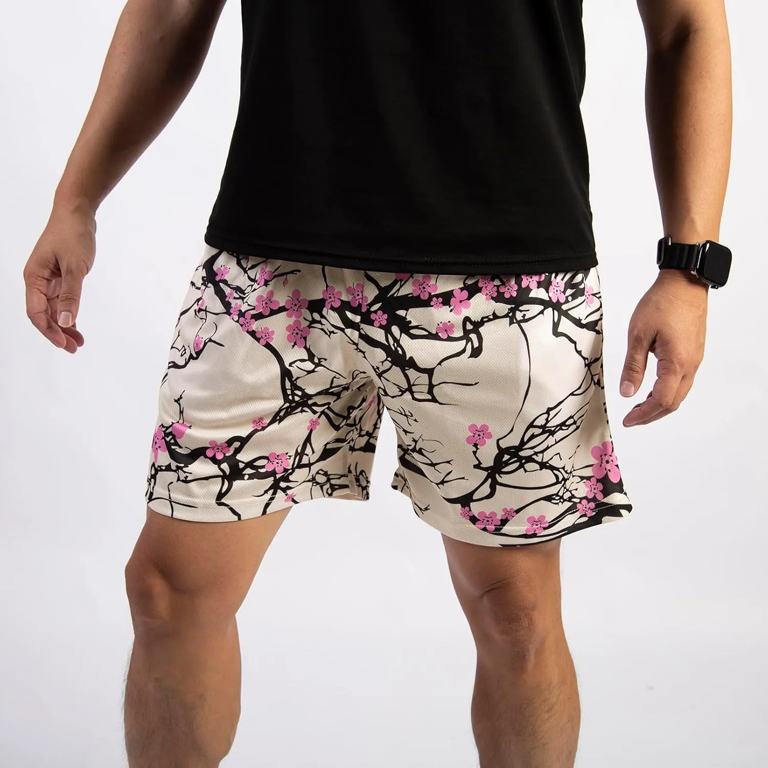 BOOMLEMON Mens Mesh Graphic Print Shorts Fashion Designer Workout Shorts Retro Casual Cool Streetwear Short Pants