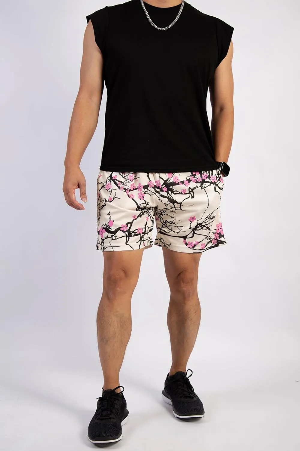 BOOMLEMON Mens Mesh Graphic Print Shorts Fashion Designer Workout Shorts Retro Casual Cool Streetwear Short Pants