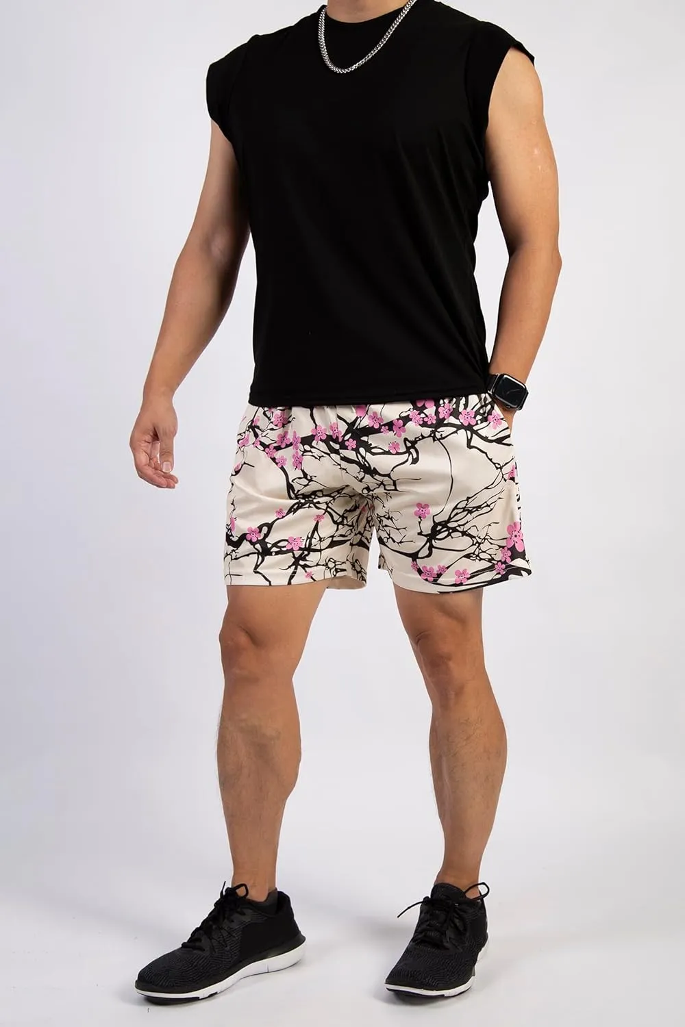 BOOMLEMON Mens Mesh Graphic Print Shorts Fashion Designer Workout Shorts Retro Casual Cool Streetwear Short Pants