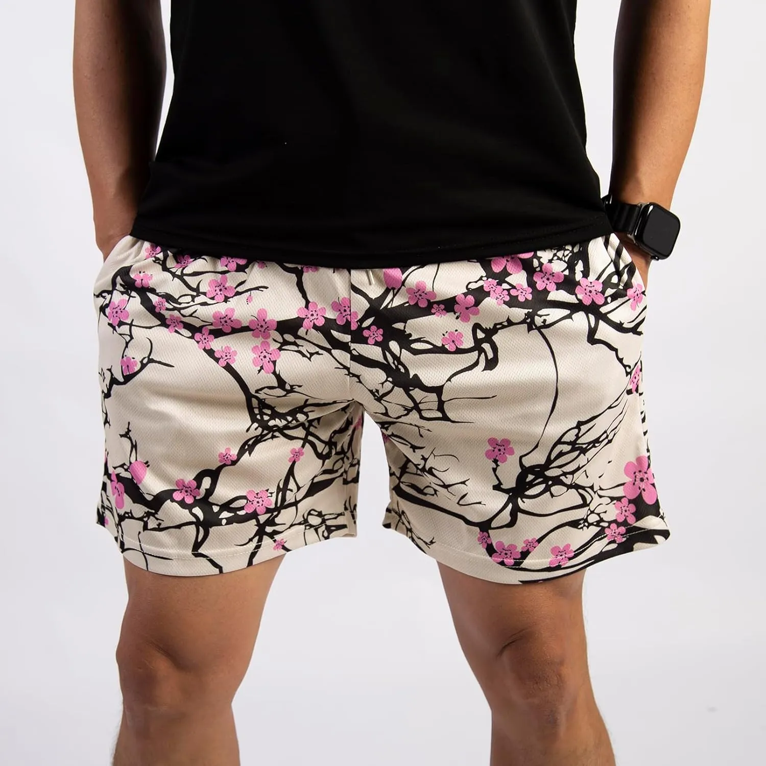 BOOMLEMON Mens Mesh Graphic Print Shorts Fashion Designer Workout Shorts Retro Casual Cool Streetwear Short Pants