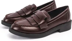 DADAWEN Women's Slip-On Tassel Round Toe Platform Casual Oxfords Dress Shoes