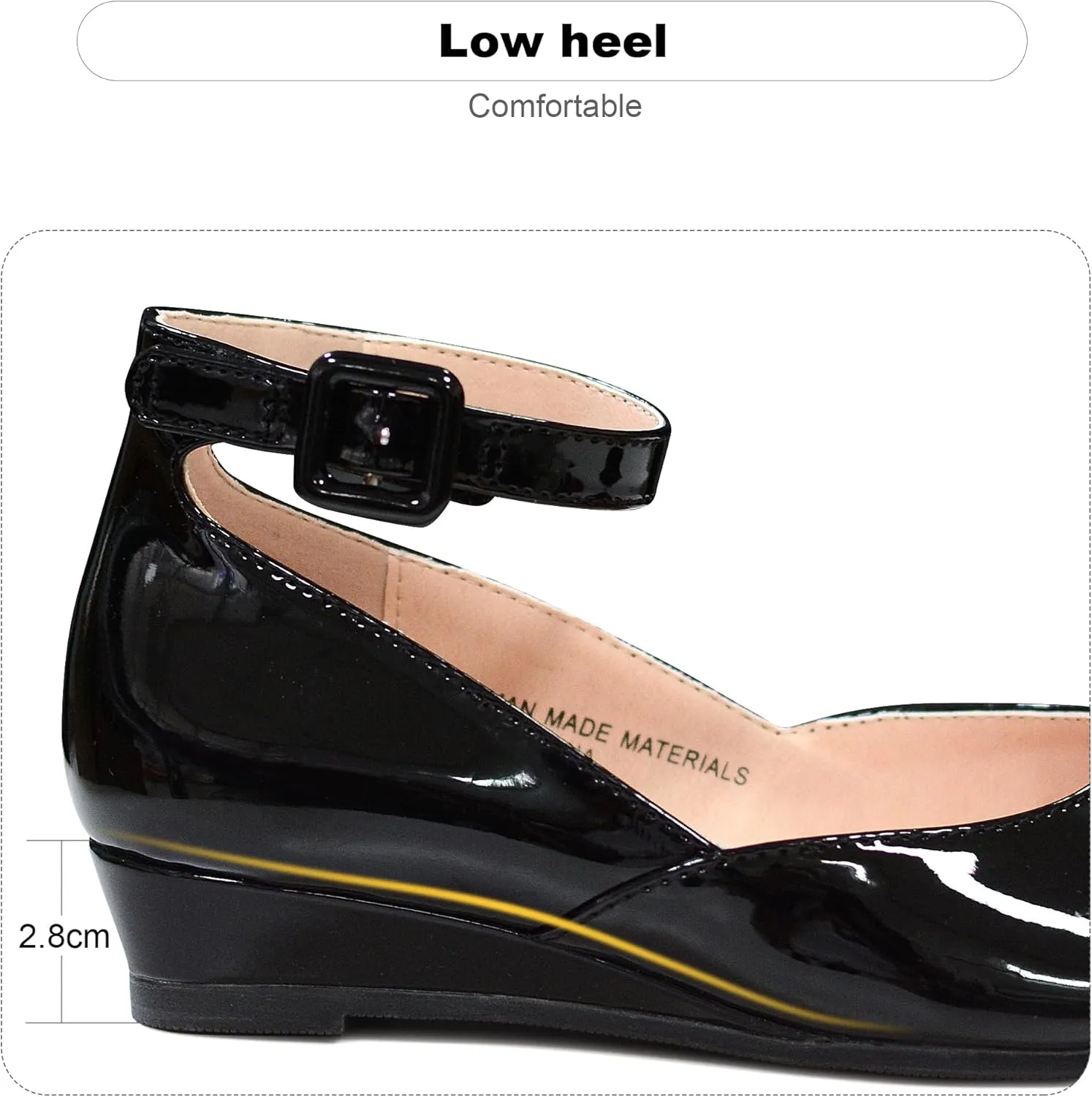 FLYFUPPY Girls Dress Shoes Mary Jane Shoes for Girls Low Heel with Ankle Strap Dress Shoes for School Wedding Party