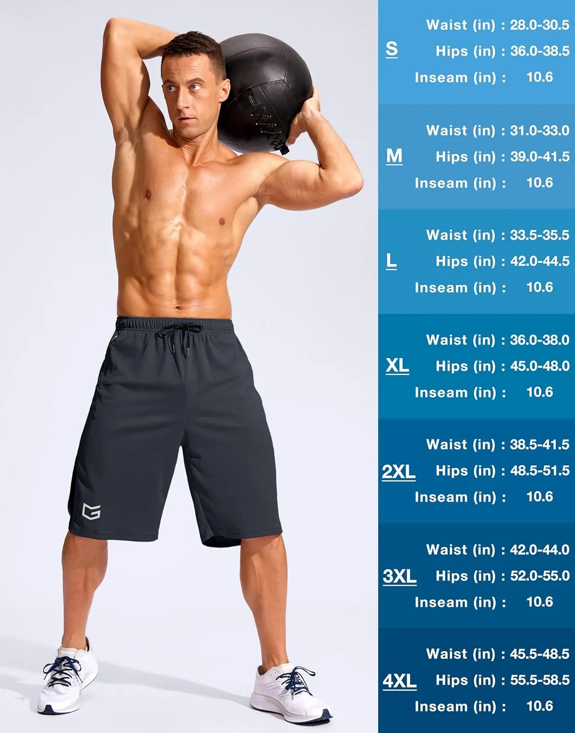 G Gradual Men's 11" Long Basketball Shorts with Zipper Pockets Mesh Quick Dry Lightweight Gym Athletic Shorts for Men