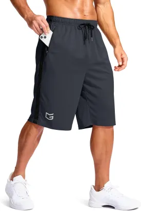 G Gradual Men's 11" Long Basketball Shorts with Zipper Pockets Mesh Quick Dry Lightweight Gym Athletic Shorts for Men