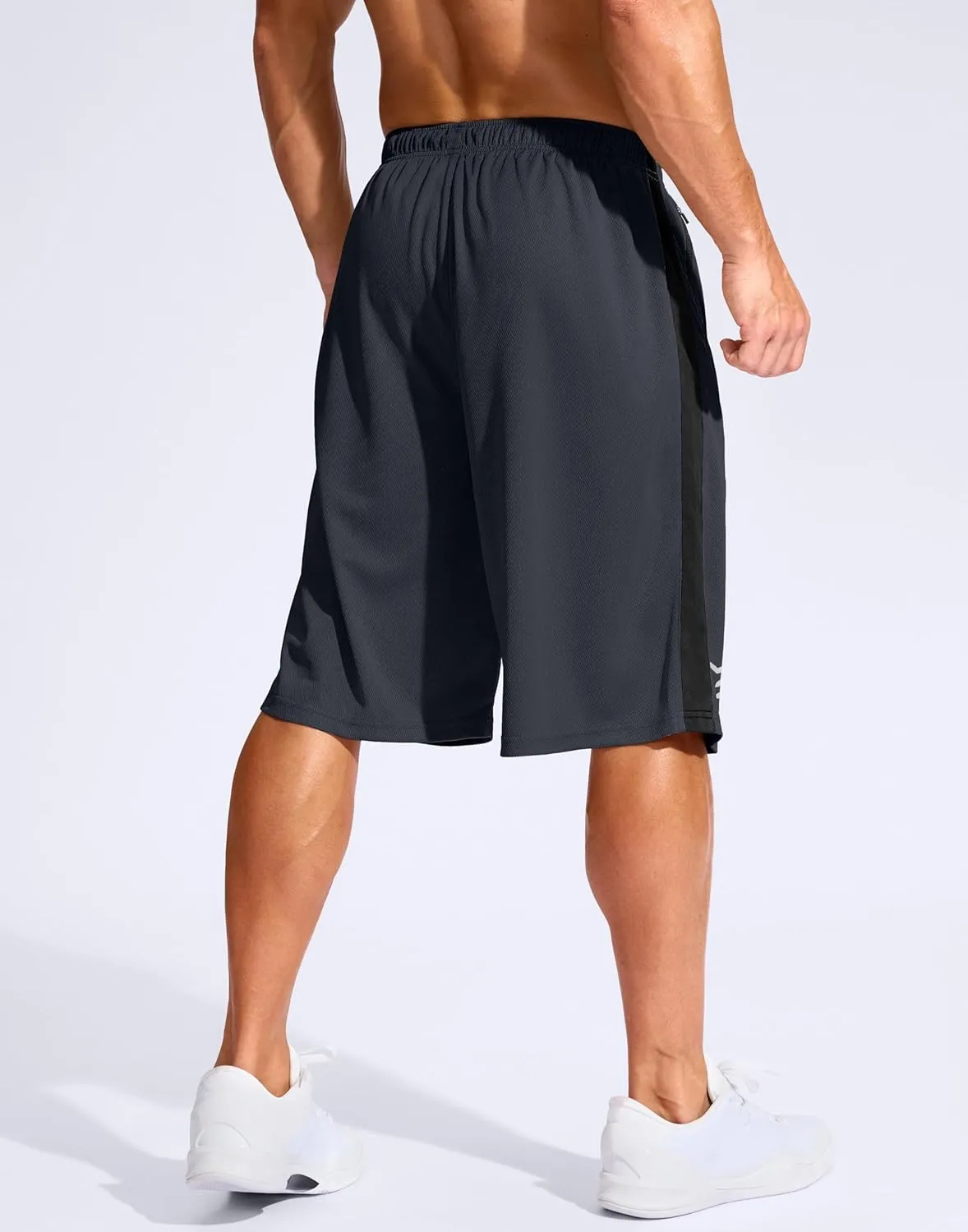 G Gradual Men's 11" Long Basketball Shorts with Zipper Pockets Mesh Quick Dry Lightweight Gym Athletic Shorts for Men