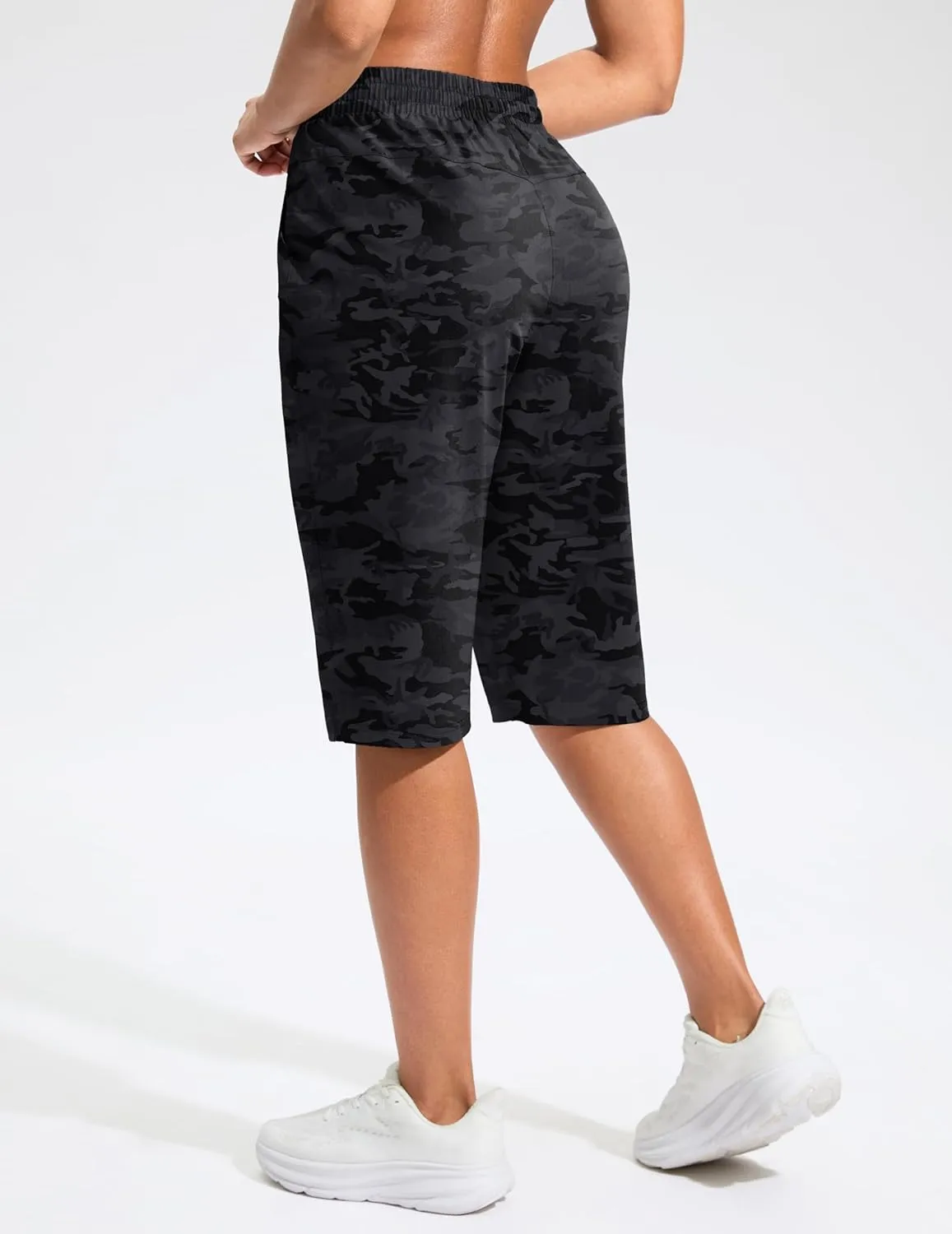 G Gradual Women's 13" Long Hiking Shorts with Zipper Pocket Lightweight Quick Dry Knee Length Bermuda Shorts for Women