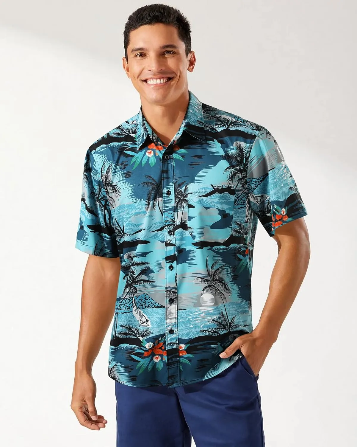 Men's Hawaiian Shirts Short Sleeve Casual Floral Button Down Tropical Shirt Summer Holiday Beach Aloha Hawaii Shirt
