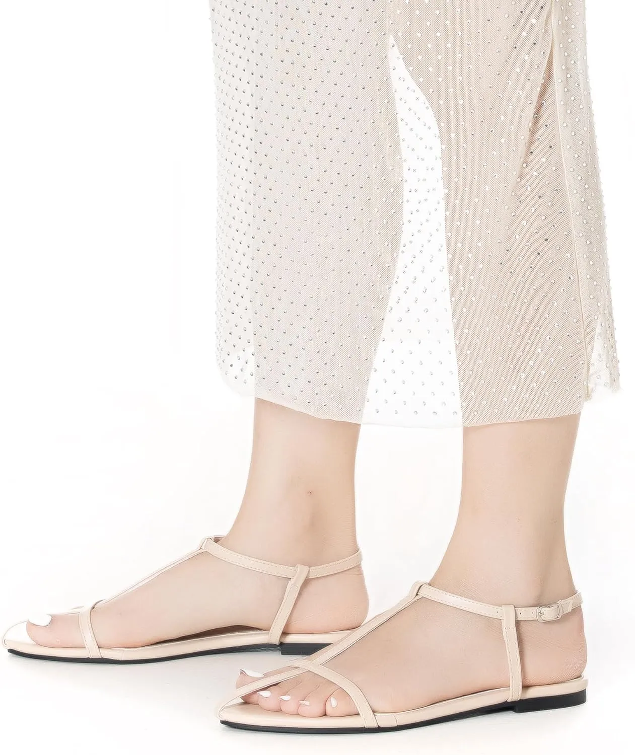 N.N.G Women Flat Sandals Dressy Srtappy Slingback Mules Cute Evening Vegan Leather Gladiator Designer Pretty Casual Pointed Open Toe