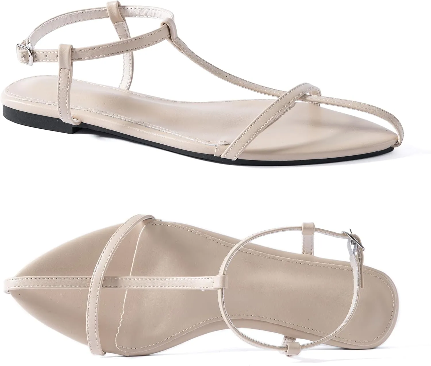 N.N.G Women Flat Sandals Dressy Srtappy Slingback Mules Cute Evening Vegan Leather Gladiator Designer Pretty Casual Pointed Open Toe
