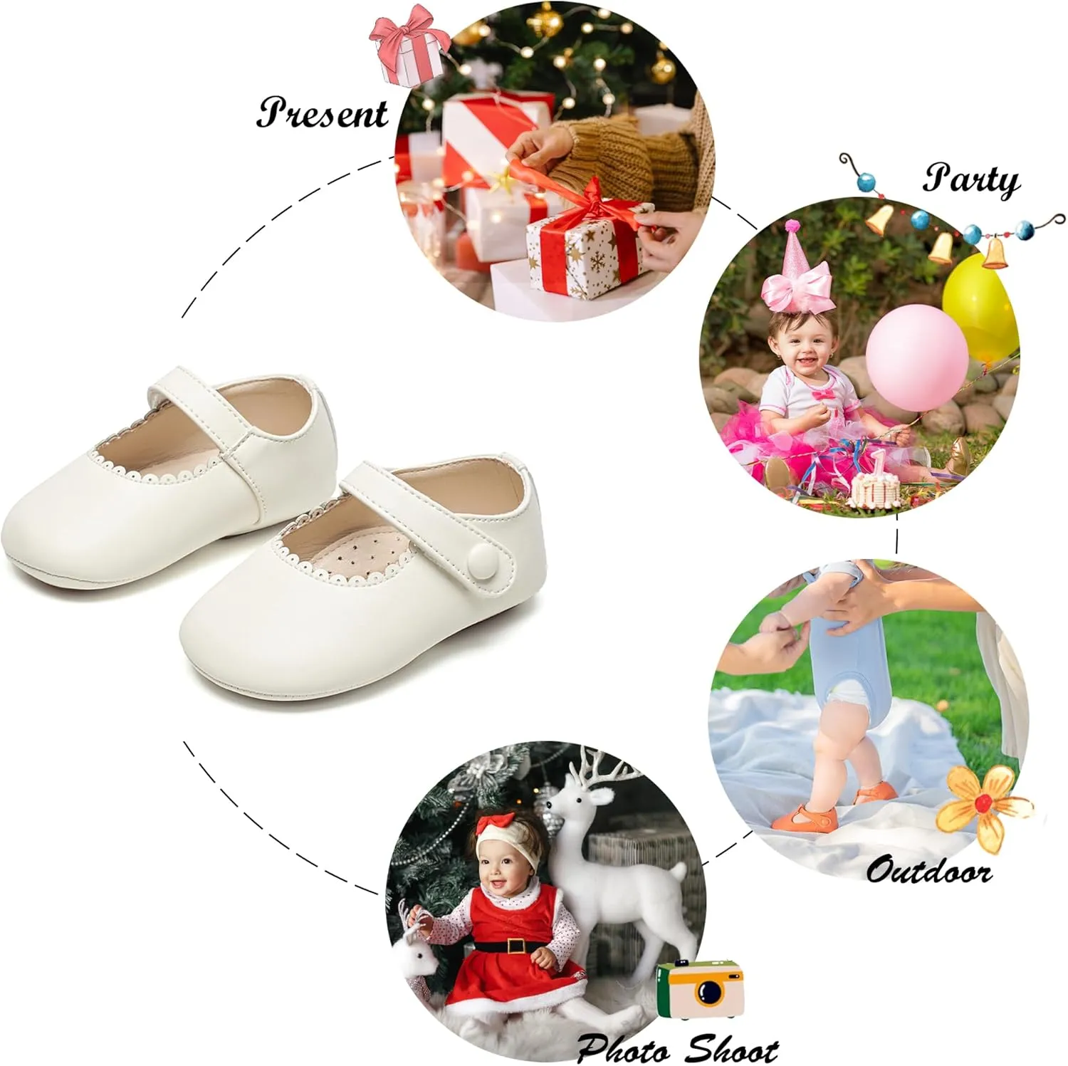 Soft Sole Baby Dress Shoes - Infant Baby Walking Shoes Moccasinss Rubber Sole Crib Shoes.