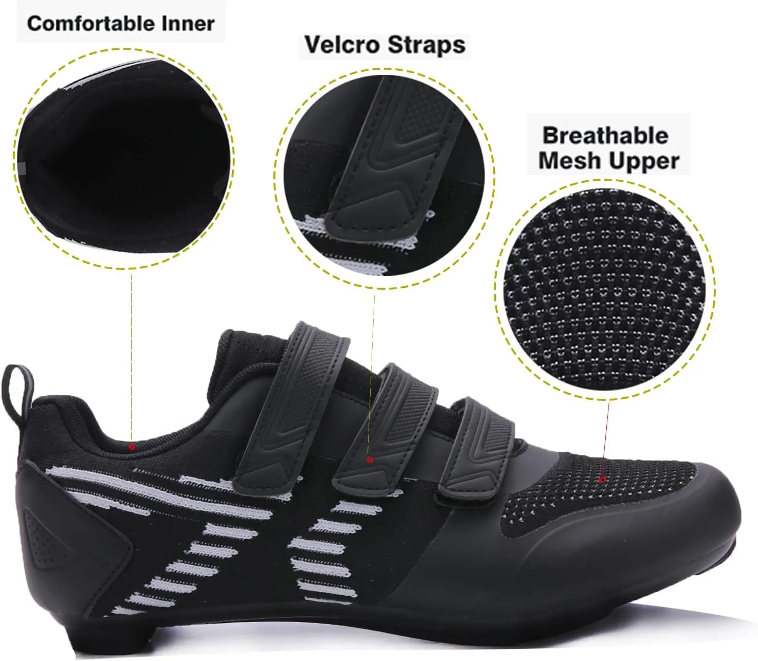 Unisex Road Bike Cycling Shoes Compatible with Peloton Shimano SPD Bike Riding Shoes for Men Women, 3 Straps, Pre-Installed Delta Cleats for Indoor Outdoor Cycling Biking