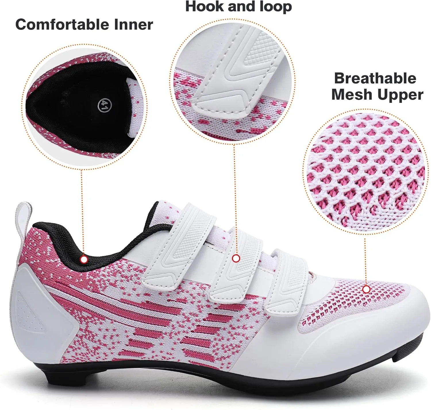 Unisex Road Bike Cycling Shoes Compatible with Peloton Shimano SPD Bike Riding Shoes for Men Women, 3 Straps, Pre-Installed Delta Cleats for Indoor Outdoor Cycling Biking