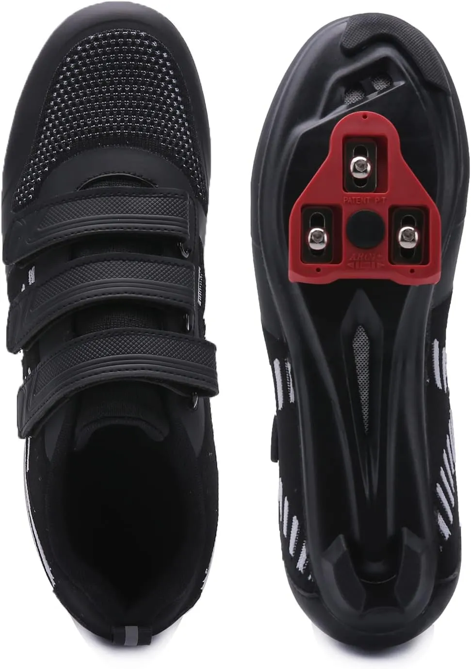 Unisex Road Bike Cycling Shoes Compatible with Peloton Shimano SPD Bike Riding Shoes for Men Women, 3 Straps, Pre-Installed Delta Cleats for Indoor Outdoor Cycling Biking